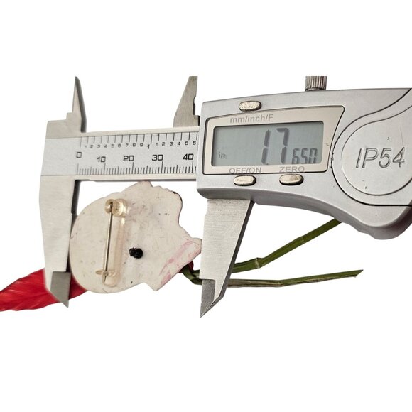 Plastic Vintage Native American Chief Pin With Feather And Dangle Earring L969 - Picture 5 of 6